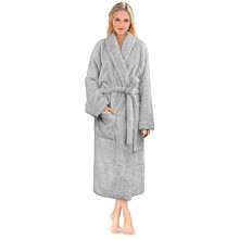 PAVILIA Robe Fluffy Feminina Premium, Quente, Fleece Sherpa (2XL/3XL, Cinza Claro)