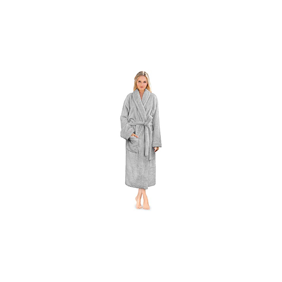 Peignoir PAVILIA Premium en polaire sherpa pour femme, doux et moelleux, taille 2XL/3XL, gris clair