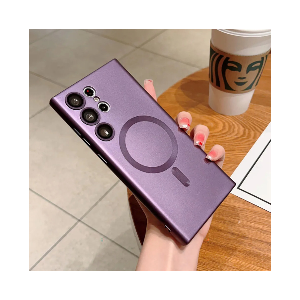 (Deep For Samsung S24) Luxury Matte Wireless Charging For Magsafe Cases F Purple 931288022531