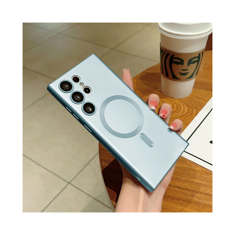 (Light For Samsung S22ultra) Luxury Matte Wireless Charging For Magsafe Cases F Blue 931288022852