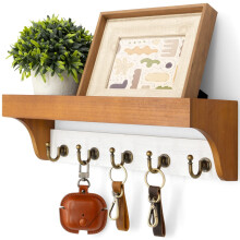 Rebee Vision Key Holder pour mur avec etagere: Farm-Farmhouse Home Decor avec 5 cles rustiques Crochets et Organisateur de courrier en bois decor