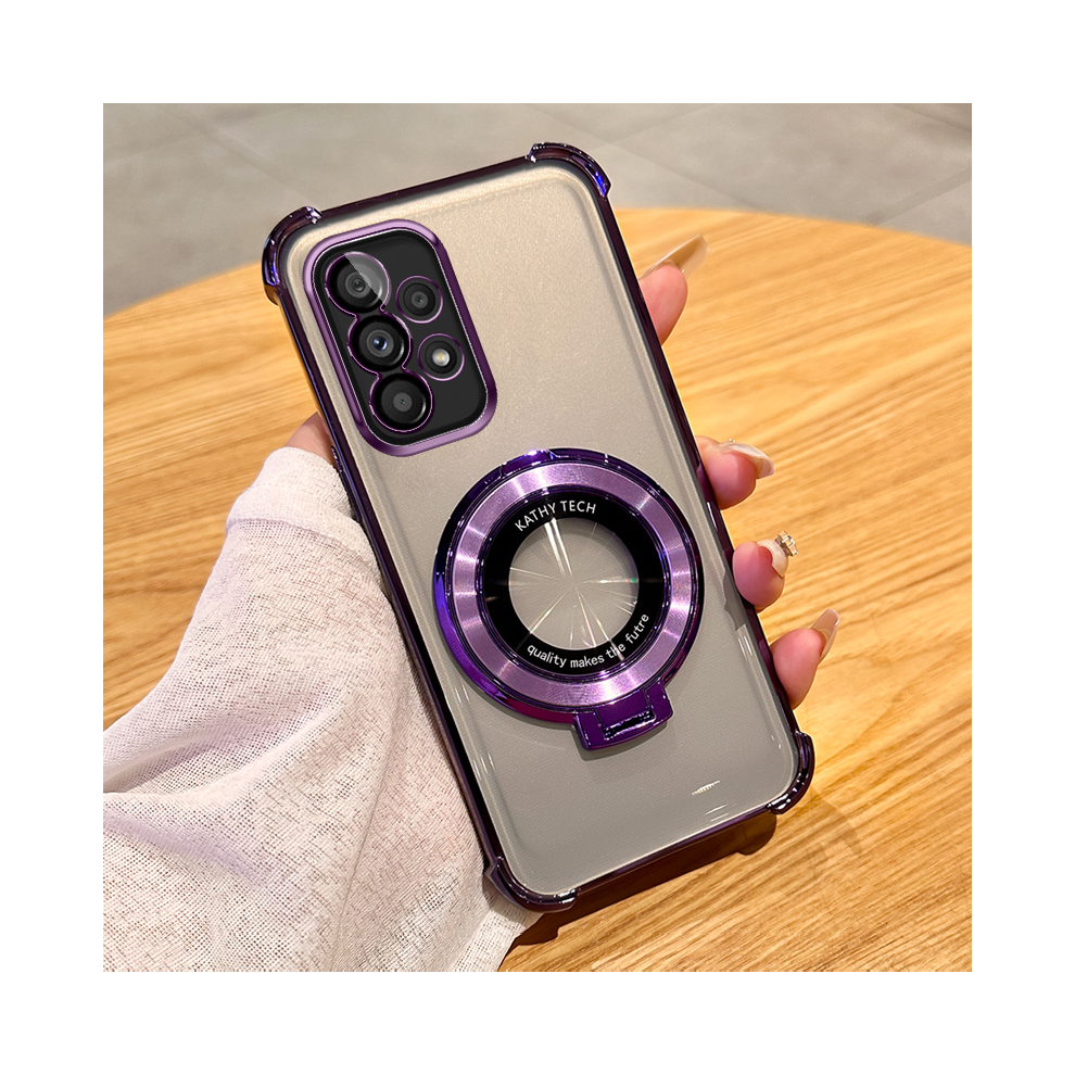 (, A52s 5G) Clear Shockproof Transparent Plating Magsafe Stand Purple 931288027055