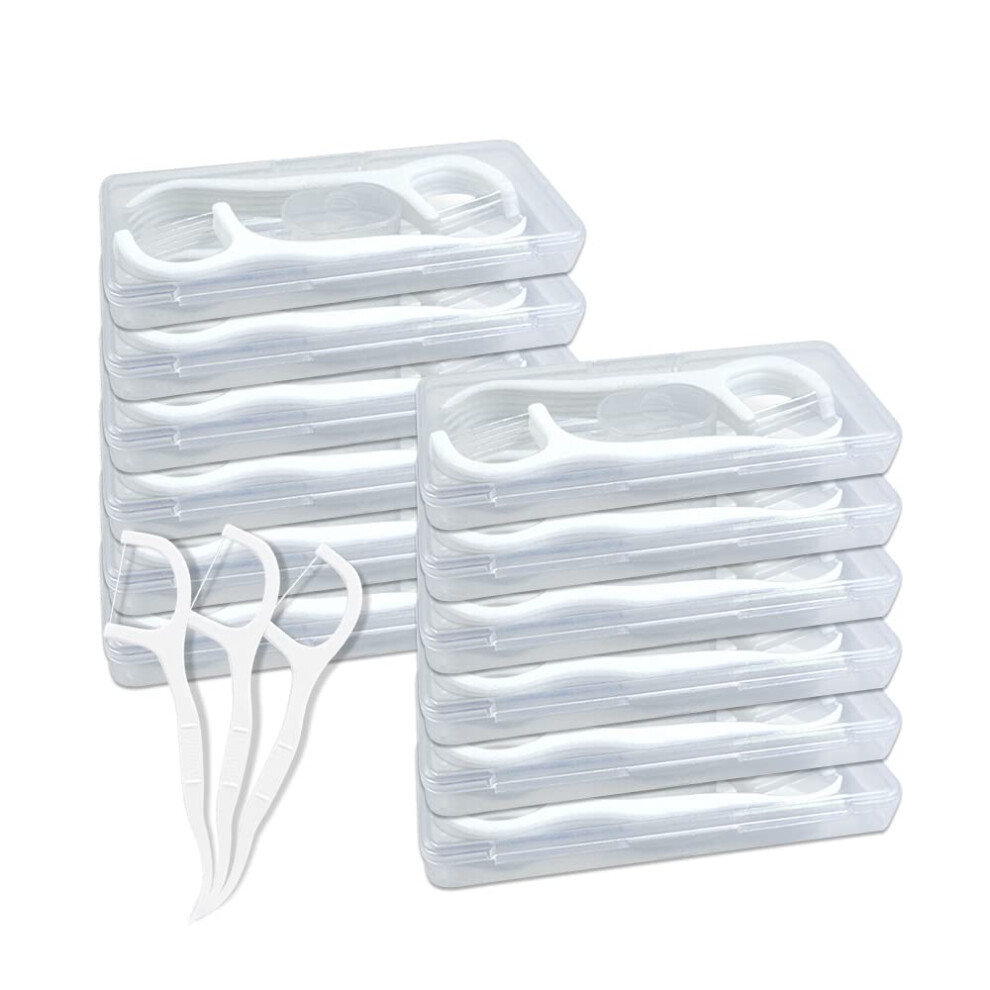 Modixun Travel Dental Floss Case 12Pack 120Pcs High Toughness Dental Floss Picks Unflavored Dental Flossers Dental Picks Floss Picks Toothpicks S