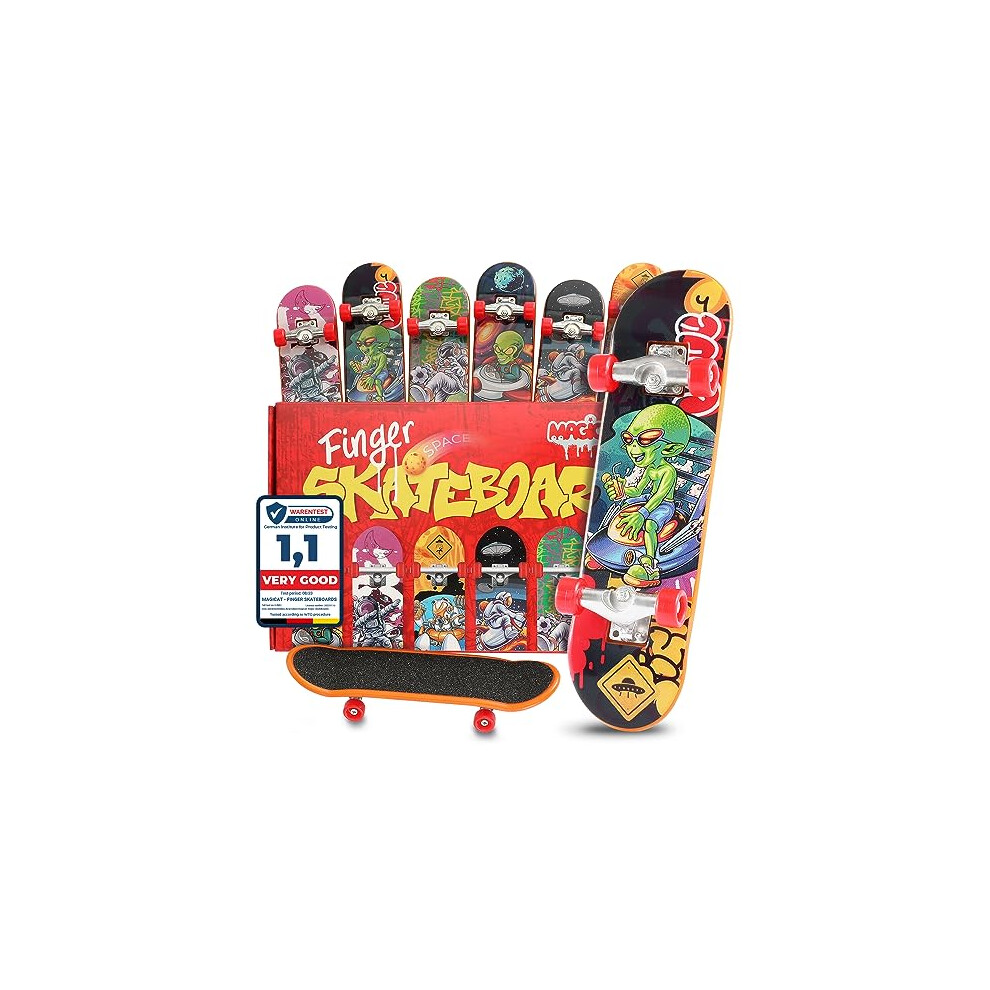 Magicat Set Di 6 Mini Skateboard Da Dita Edizione Spaziale 2025 I 9,5 X 2,6 Cm I Fingerboard Professionali In Plastica Dura Con Carrelli In Lega I Gadget Compleanno Bambini 3+ Anni-image