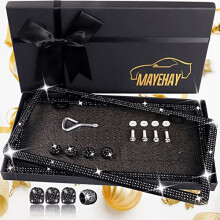 MAYEHAY Cadre de plaque d'immatriculation noir pour femme 2 paquets de strass en verre paillet    pour plaque d'immatriculation de voiture Cadre de