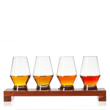 Viski Spirit Tasting Flight Set, Kristallglas-Set mit Holztablett fr Bourbon Scotch Gin, Brandy oder Likr, elegantes Trinkgeschirr fr Zuhause, Bar