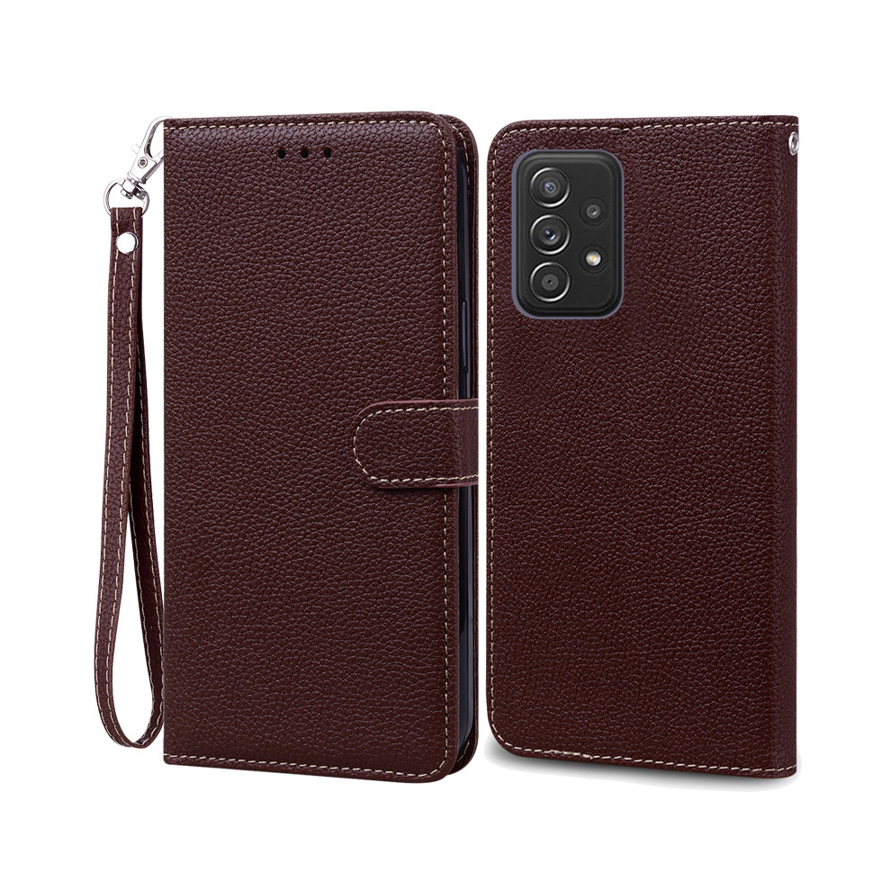 (Coffee -Strap, Samsung A52 4G 5G) A52 A52s Case For Samsung Galaxy A52 Case Leather Brown 931288079221