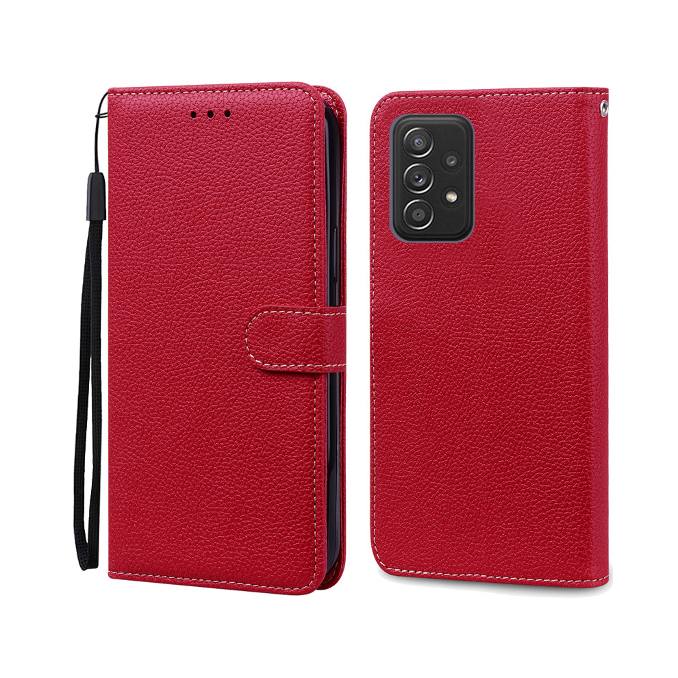 (Dark Samsung A52 4G 5G) A52 A52s Case For Samsung Galaxy A52 Case Leather Red 931288079764