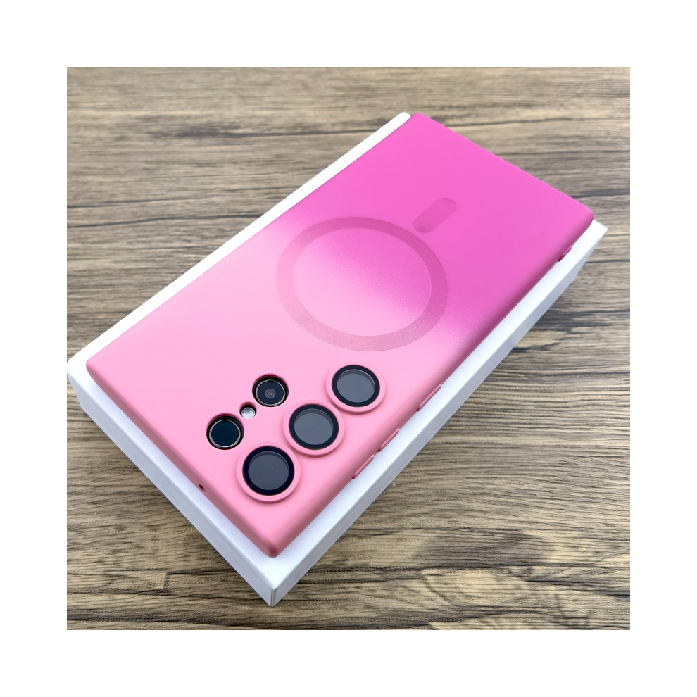 (Pink Red, Samsung S20 Ultra) Gradient Silicone Case For Samsung Galaxy S25 S24 Pink,Red 931288068706