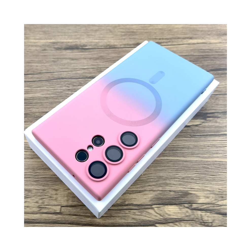(Pink Blue, For Samsung S23 Fe) Gradient Silicone Case For Samsung Galaxy S25 S24 Blue,Pink 931288069918