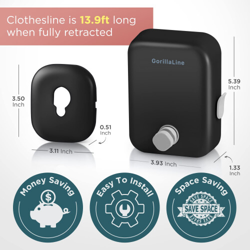 GorillaLine - Cordão Retrátil para Roupa Interior e Exterior | Linha de Secagem Resistente 2