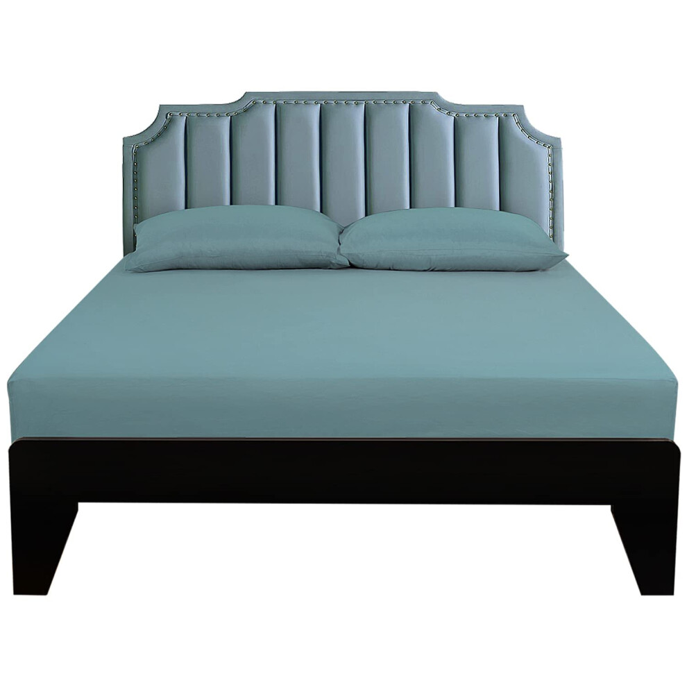 Lirex Fitted Sheet  Queen Size 100% Egyptian Cotton 300 Thread Count Soft Breathable Fitted Sheet  Blue-image-OPC-PFKTBMS-NEW