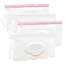 VOONGOR Portable Refillable Wet Wipe Pouch Reusable Travel Wipes Holder & Case Lightweight Flushable Diaper Wipes Container for Baby (4 Pack M