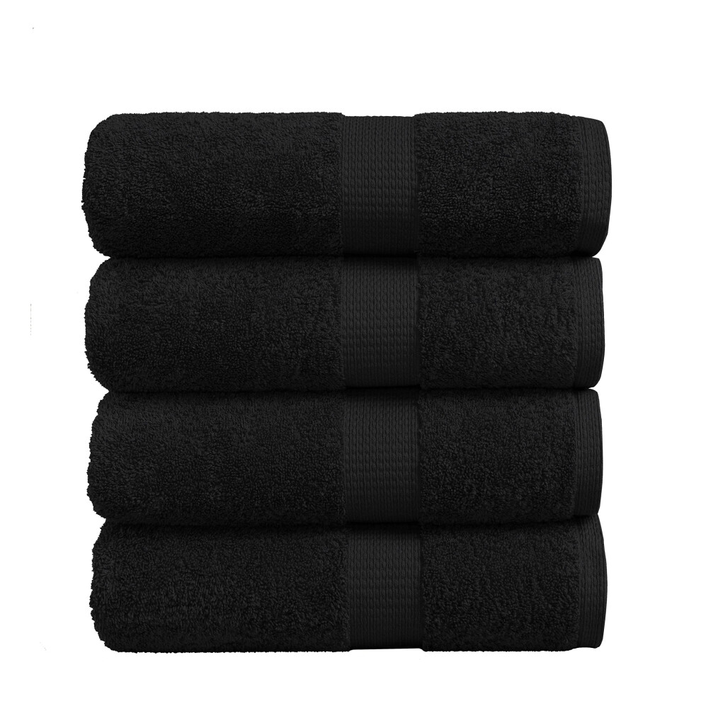 LANE LINEN Lot de 4 draps de bain et serviettes de bain 100 % coton, extra larges, de luxe, 90 x 168 cm, noir