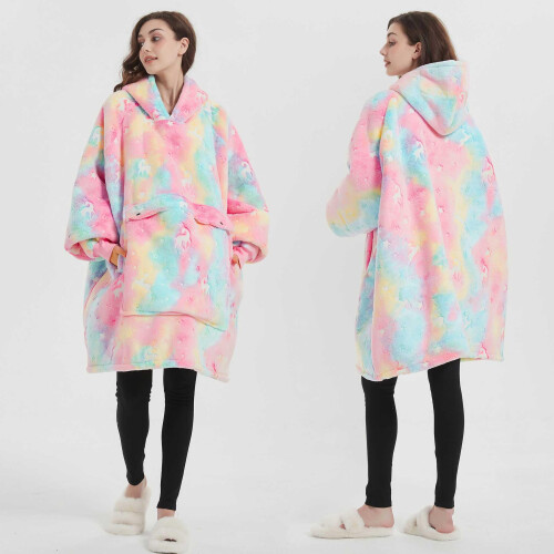 Φωσφορίζουσα Φορετή Πετσέτα Hoodie για Ενήλικες Sherpa Oversized με Θέσεις 2