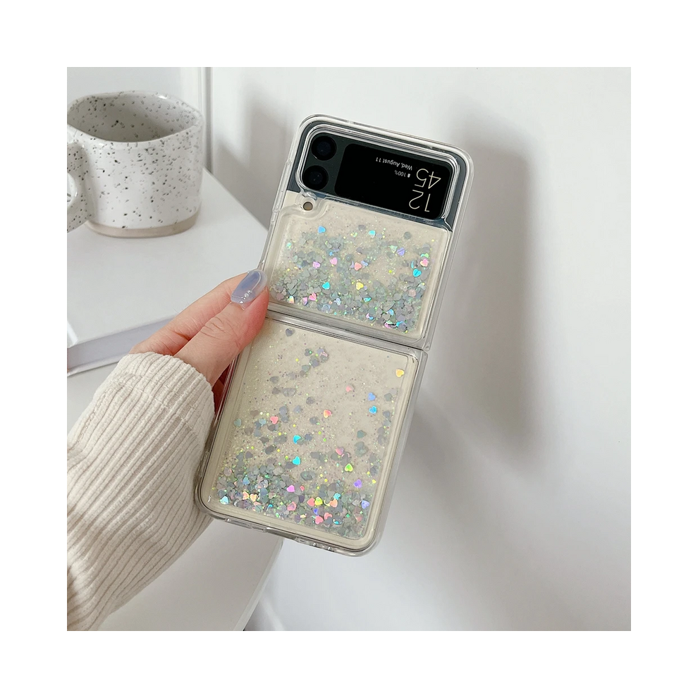 (, For Samsung Z Flip 6) For Samsung Z Flip 6 Luxury Glitter Quicksand Case Silver 931288133077