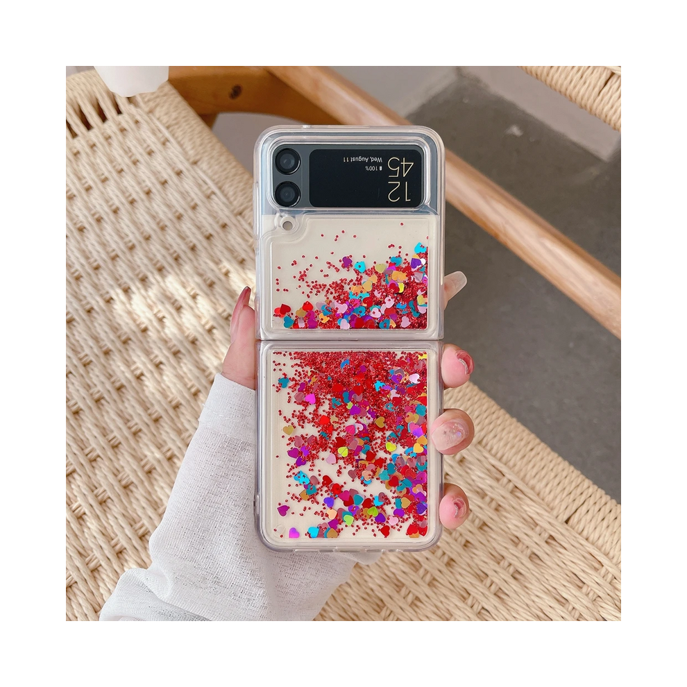 (, For Samsung Z Flip 6) For Samsung Z Flip 6 Luxury Glitter Quicksand Case Red 931288133091