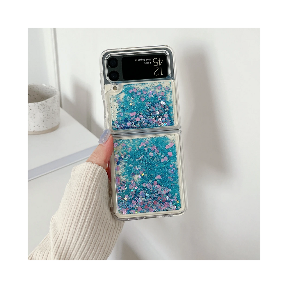 (, For Samsung Z Flip 6) For Samsung Z Flip 6 Luxury Glitter Quicksand Case Blue 931288133329