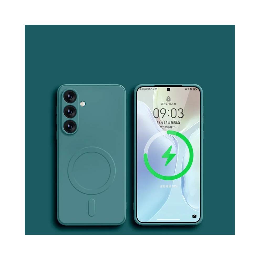 (Dark Samsung S21 Fe) Original Liquid Silicone Magnetic Wireless Charge Green 931288127946