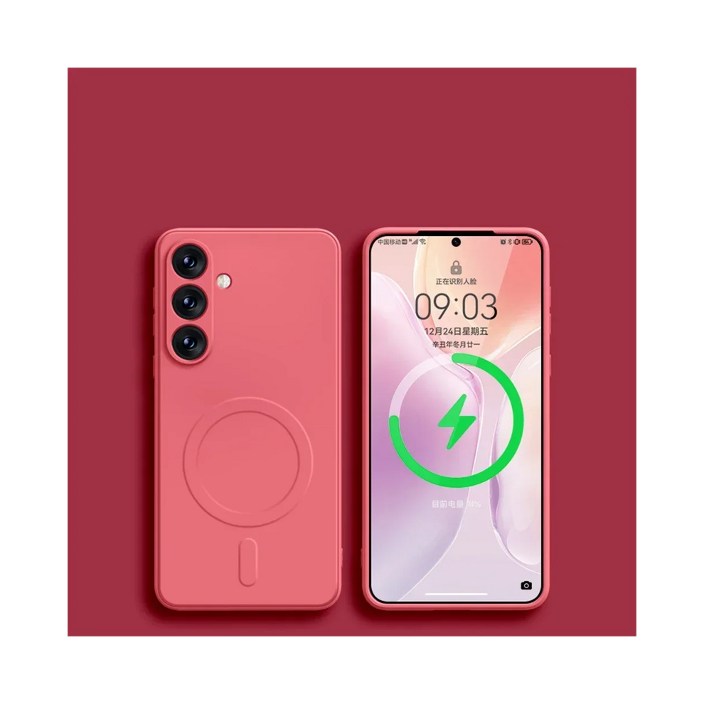 (Camellia Samsung S21 Fe) Original Liquid Silicone Magnetic Wireless Charge Red 931288127977