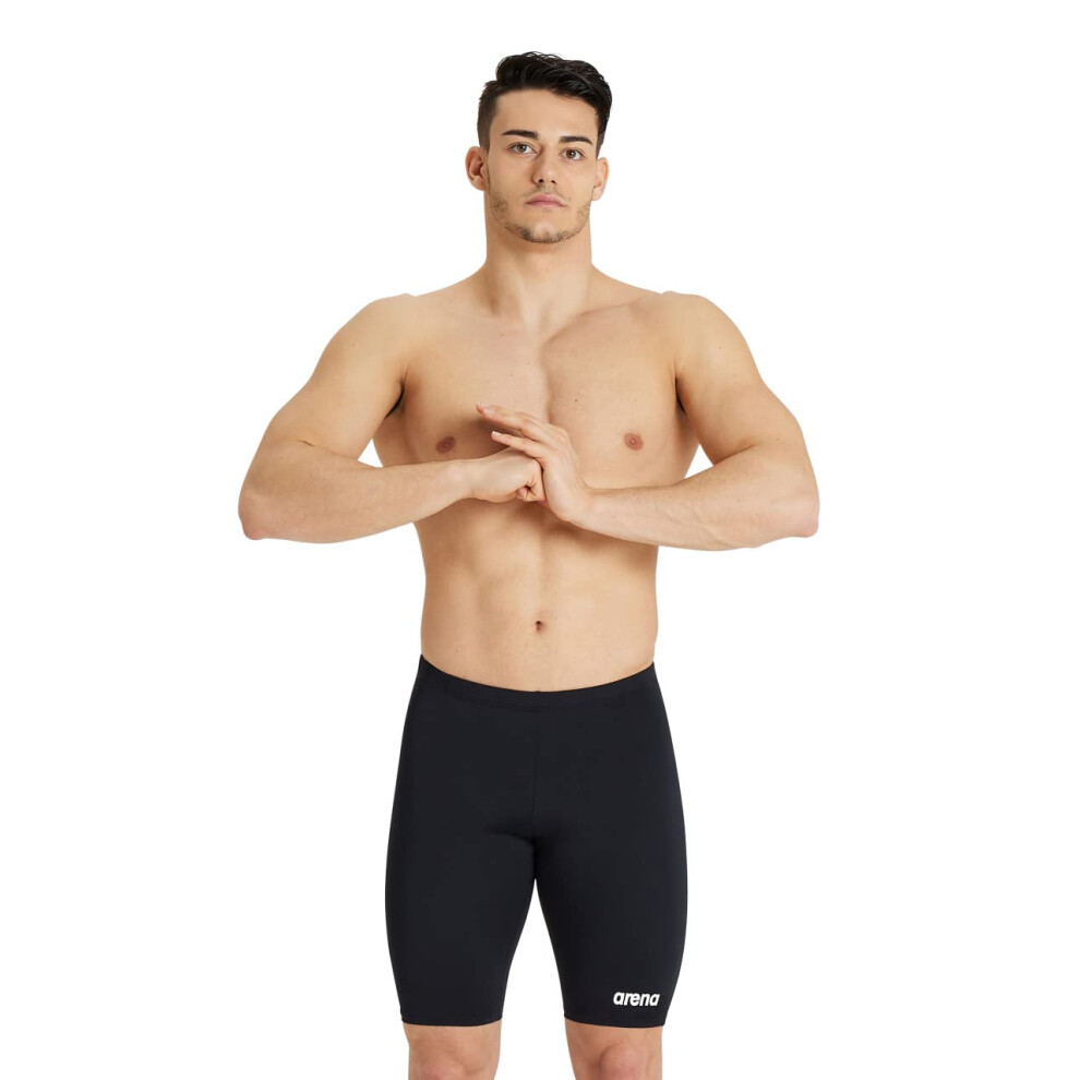 Arena Men's Team Colors Solid Swim Jammer MaxLife Athletic Swimwear Professional Training Swimsuit Sports Bathing Suit  Black/White  US Size 20