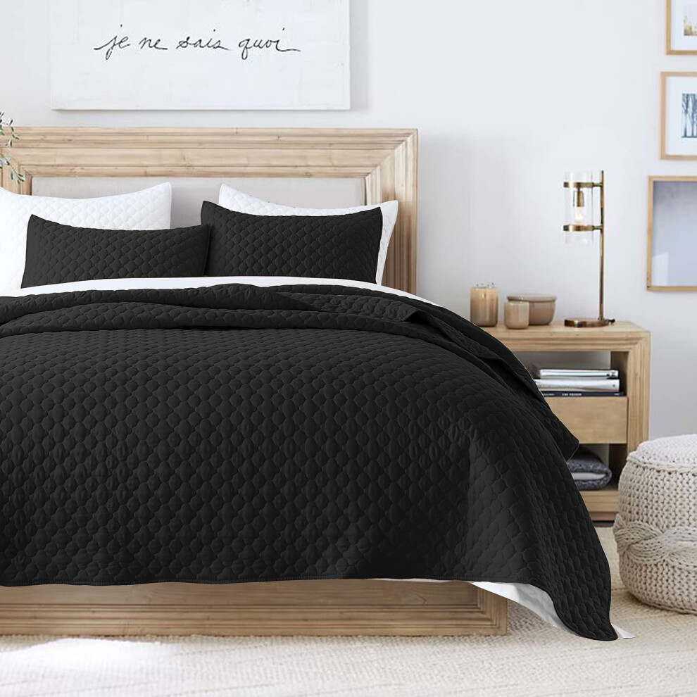 Parure de lit King Size noire, couvre-lit matelass    de style moderne, motif nuages, doux, en microfibre l   g   re, pour toutes les saisons. 3
