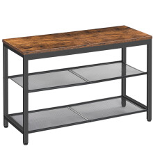 HOOBRO Shoe Bench 3-Tier Shoe Rack Industrial Shoe Organizer Storage Bench 29.5 inches Entry Bench with Mesh Shelves for Entryway Living Roo