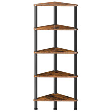 HOOBRO Corner Shelf Stand Industrial 5-Tier Corner Bookshelf with Metal Frame Plant Corner Display Shelf Corner Bookcase for Small Spaces Bedroom
