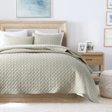 Quilt Set Queen Size Beige Bedspread Modern Style Quilted Clouds Pattern Soft Coverlet Set Lightweight Microfiber Quilted Bedspread for All Season 3