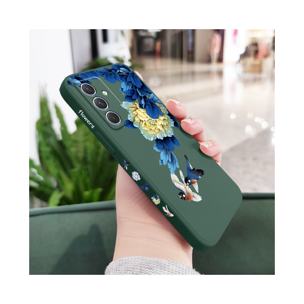 (Dark Green 2, Samsung A55 5G) Blue Blossom Phone Case For Samsung Galaxy A54 A34 Blue,Green 931288146596