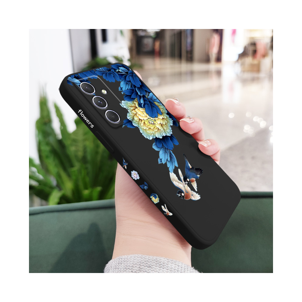 (Black 2, Samsung A54 5G) Blue Blossom Phone Case For Samsung Galaxy A54 A34 Blue,Black 931288146831