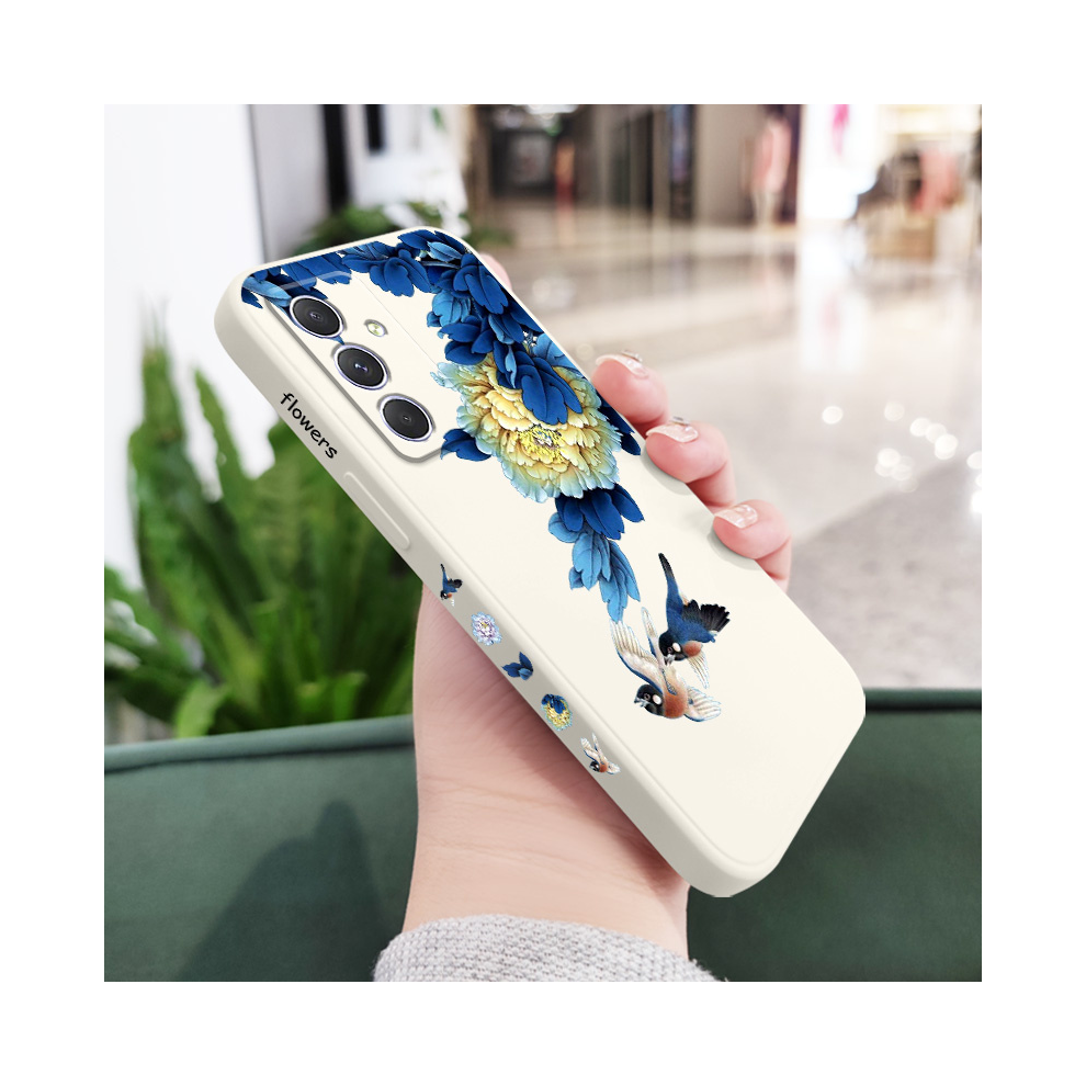 (White 2, Samsung A54 5G) Blue Blossom Phone Case For Samsung Galaxy A54 A34 Blue,White 931288147210