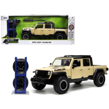 2020 Jeep Gladiator Rubicon Pickup Truck Creme mit Dachgepäckträger mit zusätzlichen Rädern "Just Trucks" Serie 1/24 Druckguss-Modellauto von Jad