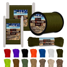 Corda HERCULES Tipo III Paracord 550 100' Verde Exército para Camping