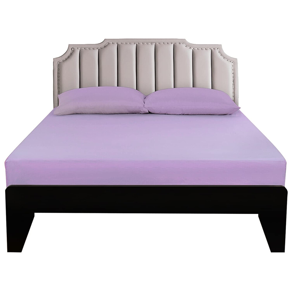 Drap-housse Lirex Queen Size 100 % coton    gyptien 300 fils au pouce carr   , doux et respirant, violet clair