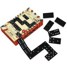 Offelec Wooden 28 Tiles Games Double 6 Dominoes Set Double Six Dominos for Kids Adults and Family Games Night Classic Black Domino Set Board Game for