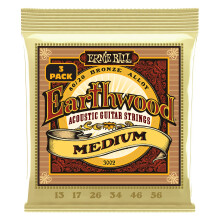 Ernie Ball Earthwood Medium 8020 Bronze Acoustic Guitar Strings 3-Pack 13-56 gauge (P03002)