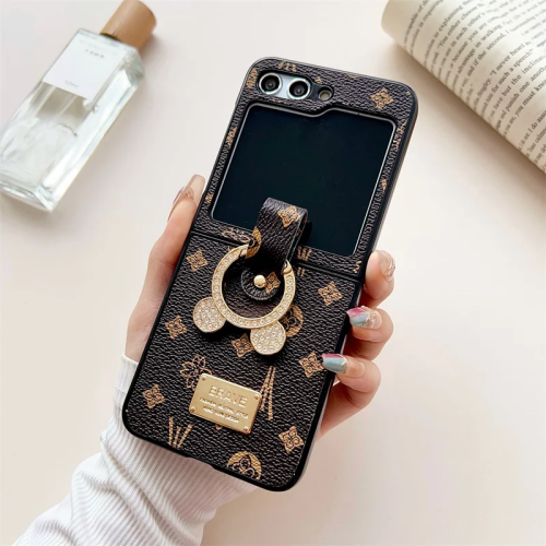 (A, For Z Flip 5) Luxury Retro Pattern Phone Rings Case for Samsung