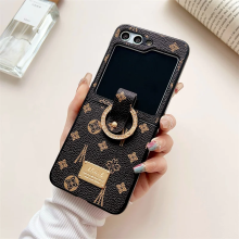 (B, For Z Flip 3) Luxury Retro Pattern Phone Rings Case for Samsung