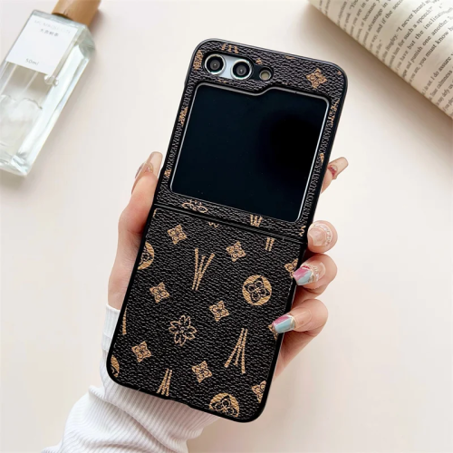 (C, For Z Flip 4) Luxury Retro Pattern Phone Rings Case for Samsung