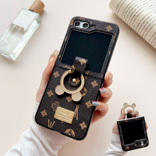 (B, For Z Flip 3) Luxury Retro Pattern Phone Rings Case for Samsung 1