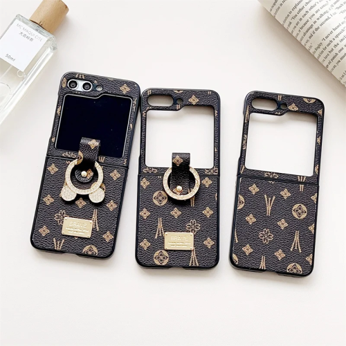 (B, For Z Flip 3) Luxury Retro Pattern Phone Rings Case for Samsung 2