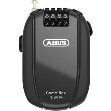 ABUS Combiflex Kabelås - Lås för att säkra skidor, hjälm, vagn och bagage - 125 cm Lång - 3 mm Tjock - med Kod - Svart