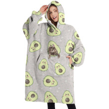 Touchbetter Avocados Gesicht Avocado Wearable bergroe Decke Sherpa Decke Hoodie mit Supertaschen Super warmes Fuzzy Pullover fr Frauen & Mnne