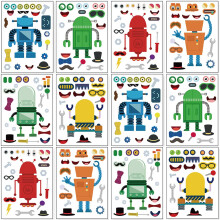 24 Sheets 8.27''5.9'' Make Your Own Robot Stickers for Kids Toddlers Make a Face Stickers for Kids Party Favors Activities
