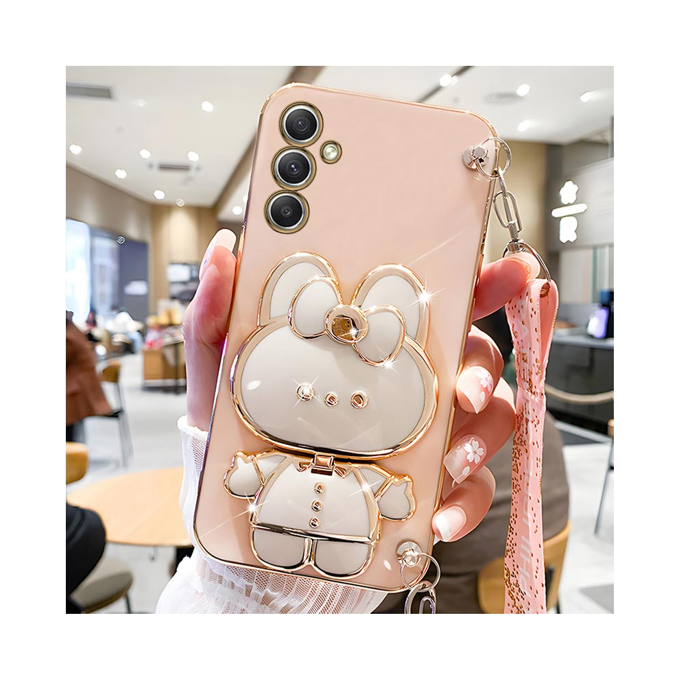 (-Ylgsjmtz, A32 4G) Mirror Crossbody Lanyard Phone Holder Case For Sam Pink 931288173790