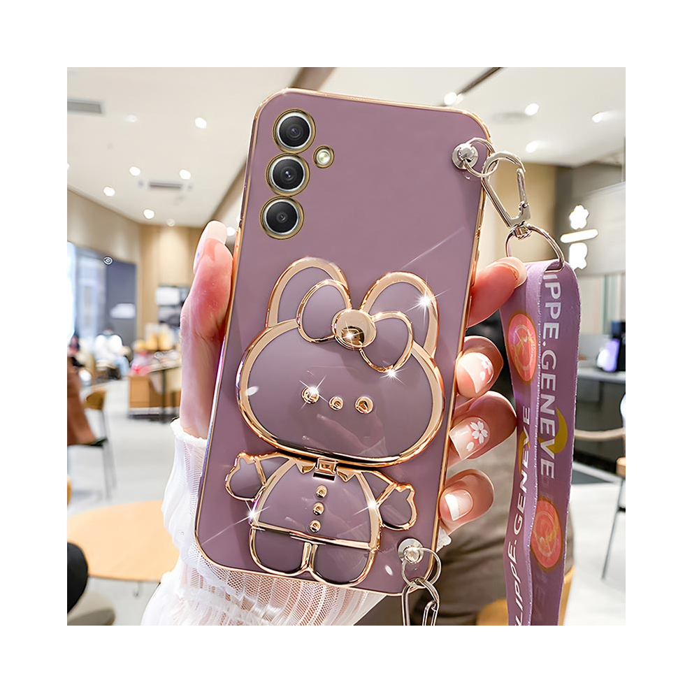 (-Ylgsjmtz, A01) Mirror Crossbody Lanyard Phone Holder Case For Sam Purple 931288174063