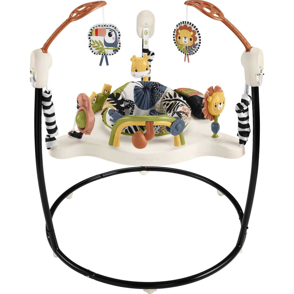 Fisher-Price Baby Bouncer Palm Paradise Jumperoo Activity Center With Music Lights Sounds And Developmental Toys