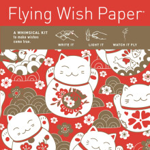 FLYING WSH PAPER Lucky Cats - Write it Light it Watch it Fly - Perfect Little Gift Wish Paper - 5"""" x 5"""" - Hupaisa minipakkaus