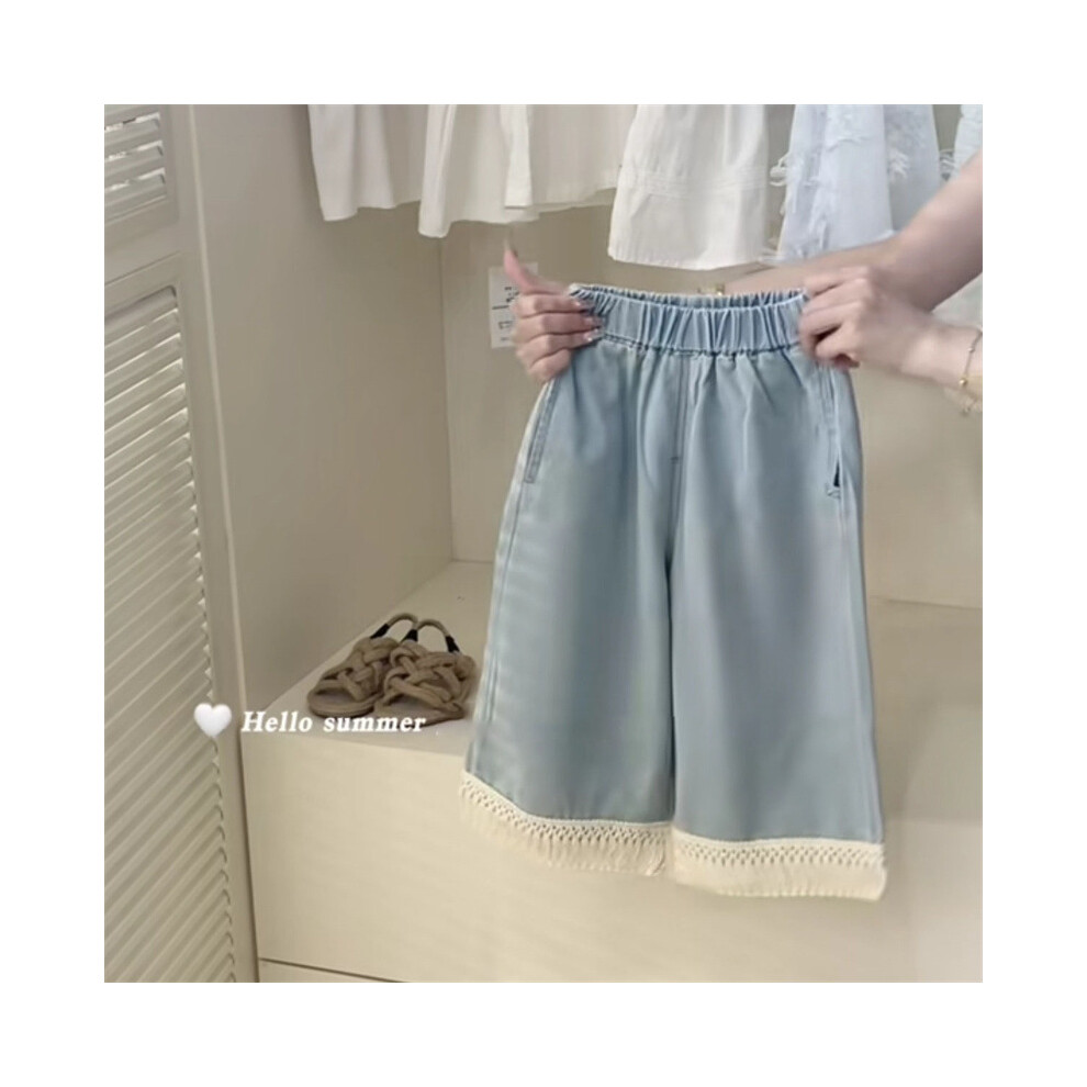 (Blue WideLeg Pants, Size 90) Summer Girls Cute Set With Simple Design Including Comfortable Vest And Chic Pants Denim-image-OPC-PGF6GPC-NEW